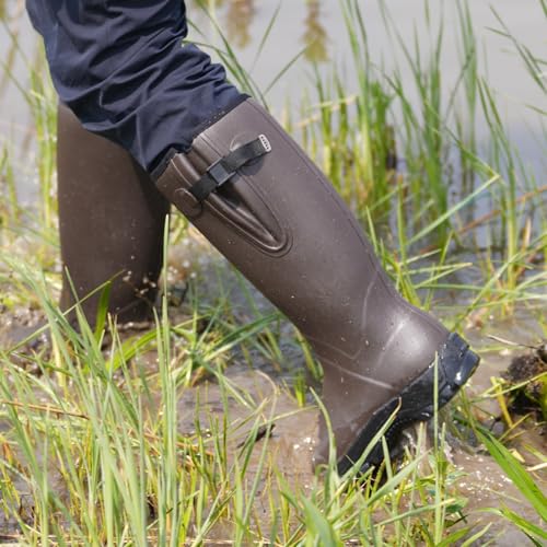 Image of Men's Waterproof Rubber Boots - 6mm Neoprene, 15 inch Shaft, Dual-Sole Anti-Fatigue Rain & Mud Boots for Farm & Wet Work, Fishing, Irrigation - Lightweight Soft Toe