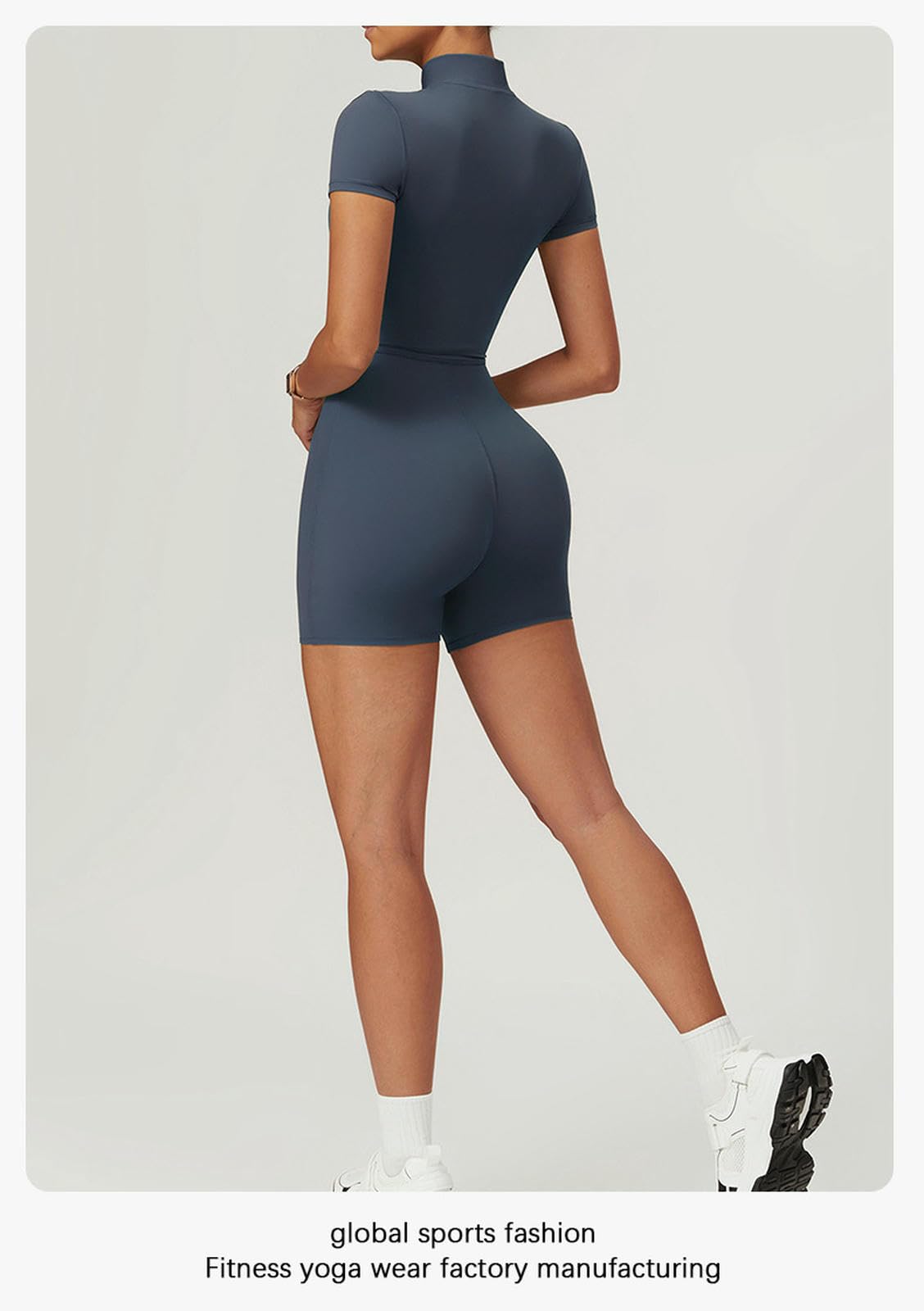 Ropa de Yoga para Mujer Traje Manga Corta Pantalones Cortos Medias Abdominales Entrenamiento Deportivo Fitness-Azul-m