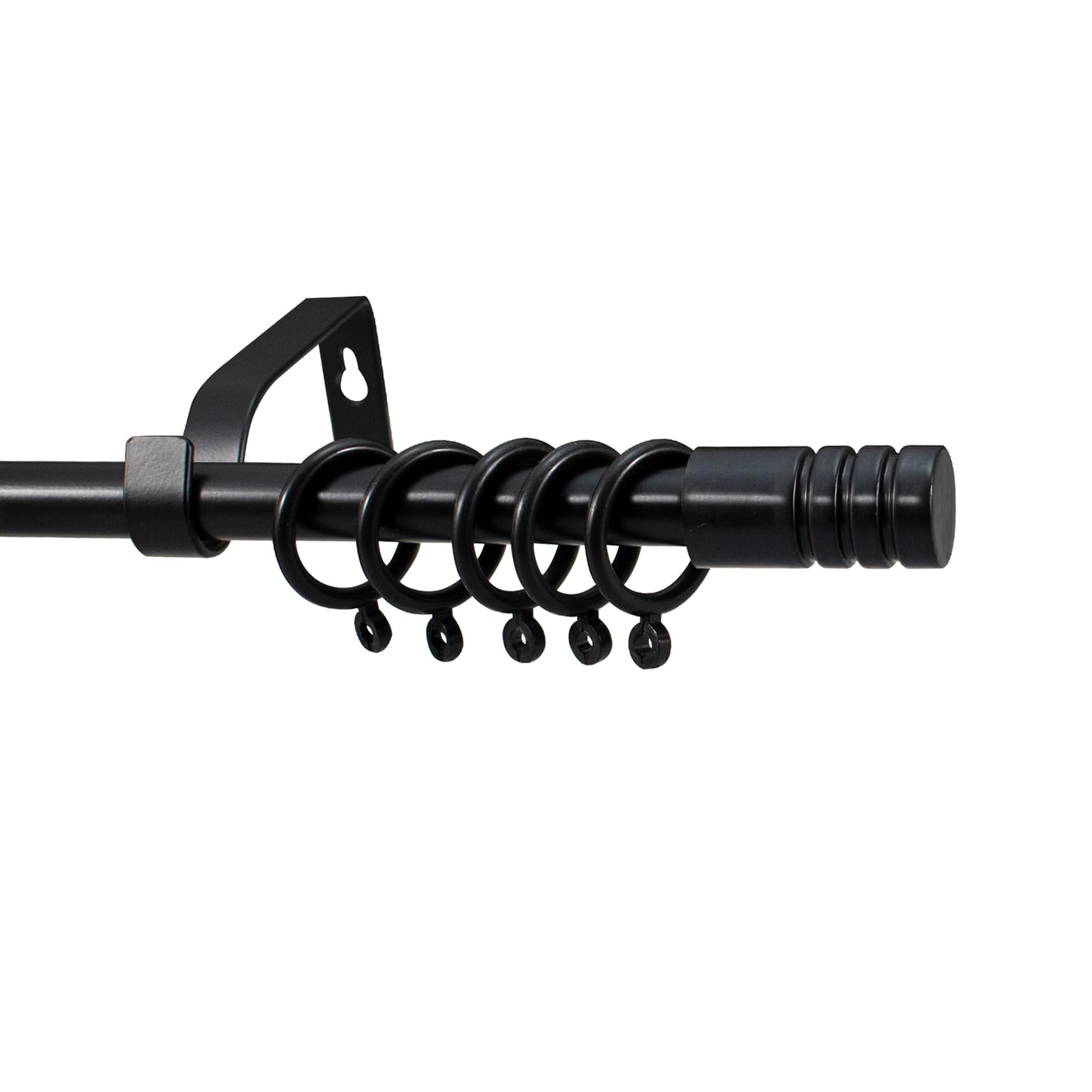 Curtain Pole Rail Rod 19mm Metal Extendable with Rings Black Chrome Eyelet New (Boston Black, 120-210cm)