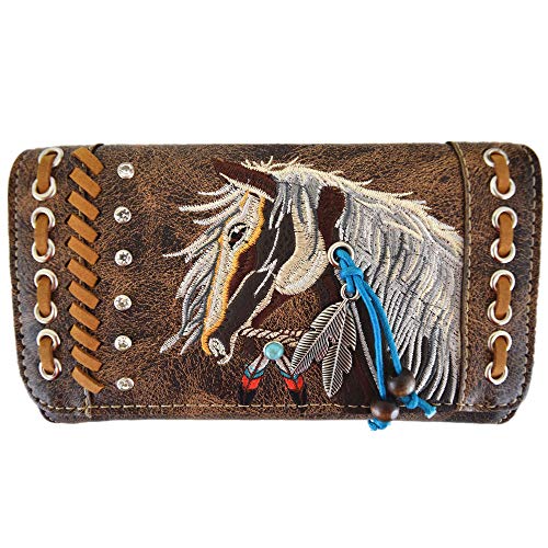 Image of Tooled Leather Laser Cut Western Style Horse Cowgirl Purse Country Totes Women Handbag Everyday Shoulder Bags Wallet Set
