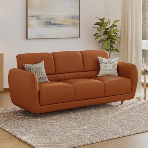 Image of Wakefit Sofa Set | 5 Year Warranty | Sofa 3 Seater, 3 Seater Sofa for Living Room, Wooden Sofa Set, Couch Sofa for Living Room - Solomon(Robin : Tan)