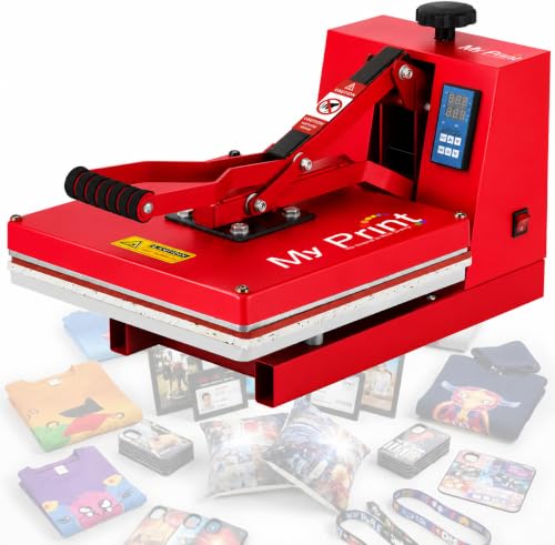 Image of MY PRINT | 15x15 Inch Heat Press Machine | Heavy Duty Multifunction Sublimation & DTF Printing Machine | T-Shirt Printing Machine | for [DTF] [Sublimation] [Vinyl] Printing Business Supply Product [Teflon Attached]