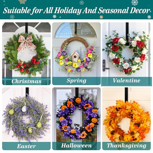 Image of HOOSUN 4th of July Decorations Wreath Hangers for Front Door,14 inch Patriotic Wreath Hook Holder Over The Door Hooks Hanger,Metal Garland Hangers Hook for Patriotic Independence Christmas Porch Decor