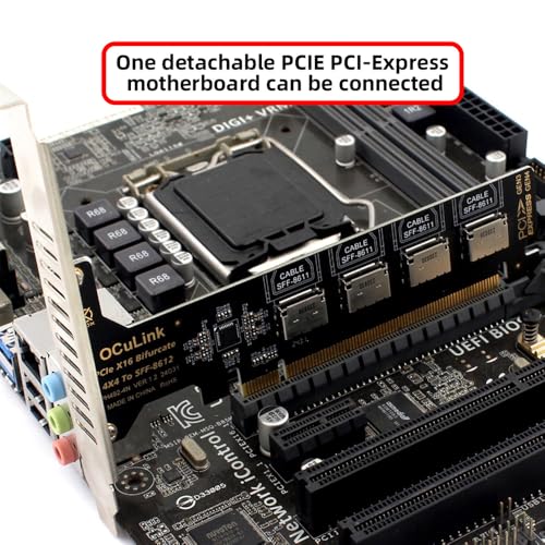 Image of Xiwai PCI-Express 4.0 16x PCIE Detachable to Four Oculink 4X SFF-8612 SFF-8611 Internal VROC Raid0 Adapter for U.2 SSD eGPU External Graphics Card Dock