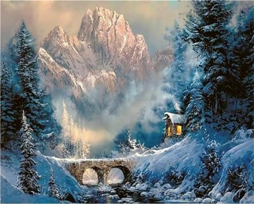 Peinture diamant point de croix kit complet 90x120cm de neige