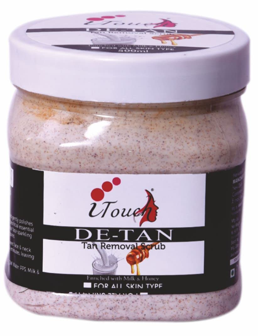 I TOUCH HERBAL De-Tan Scrub For Face & Body (500 Ml) | Revitalizing Tan Removal Scrub | Cleanser Scrub For Deep Exfoliation | Dead Skin Remover Scrub |Skin Brightening Lightening