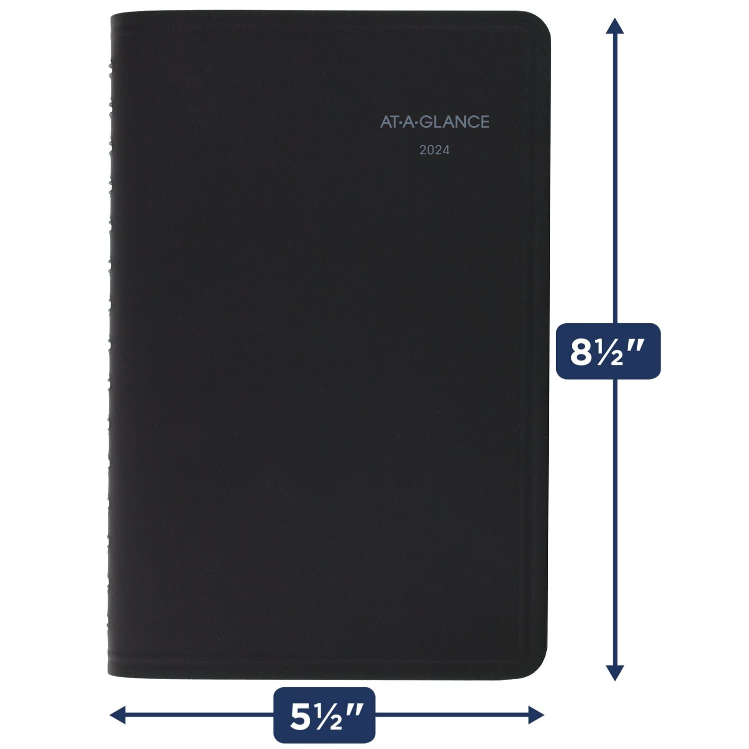 AT-A-GLANCE Terminarz tygodniowy i miesięczny na rok 2024, 12,7 x 20,3 cm, mały, QuickNotes, czarny (76020524)