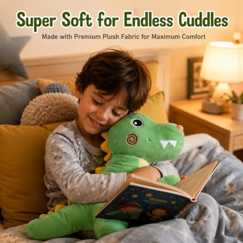Image of Green Dinosaur Plush Soft Toy for Kids & Babies, 30 cm | Ultra Soft Stuffed Dinosaur Teddy | Cute Huggable Plush Animal Toy | Birthday Gift for Girls, Boys & Toddlers | Home Room Decor