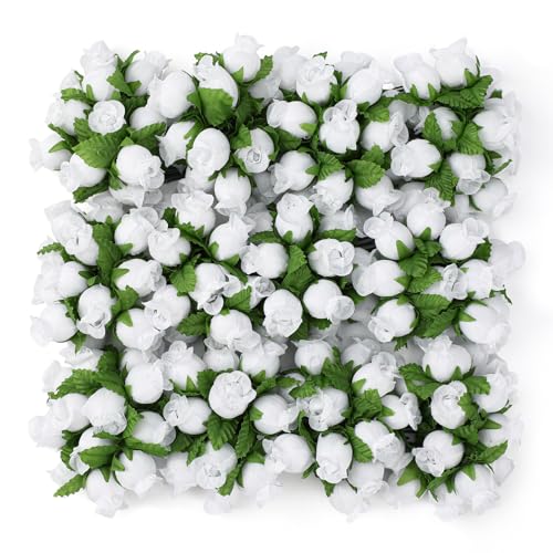 MWOOT 144 Pieces Rose Artificielle Blanche, Mini Fleurs Artificielles Deco, Petite Fausse Rose pour DIY Saint Valentin Mariage Fête Festival Décoration,...