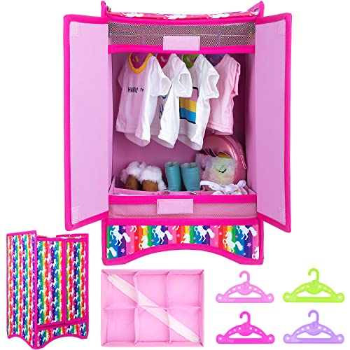 ZITA ELEMENT American 18 Inch Girl Doll Accessories Closet Wardrobe Set - Including 18 Inch Doll Clothes Wardrobe, Hangers and Storage Box for Our My Generation Life Doll Accessories ZITA ELEMENT American 18 Inch Girl Doll Accessories Closet Wardrobe Set - Including 18 Inch Doll Clothes Wardrobe, Hangers and Storage Box for Our My Generation Life Doll Accessories