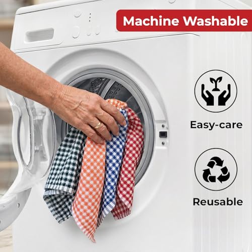 Image of HAZEL Kitchen Cleaning Cloth Set of 4 | Cotton Polyester Waffle Weave Towels for Cleaning, Wiping & Drying 30x50 cm | Reusable Kitchen Napkins