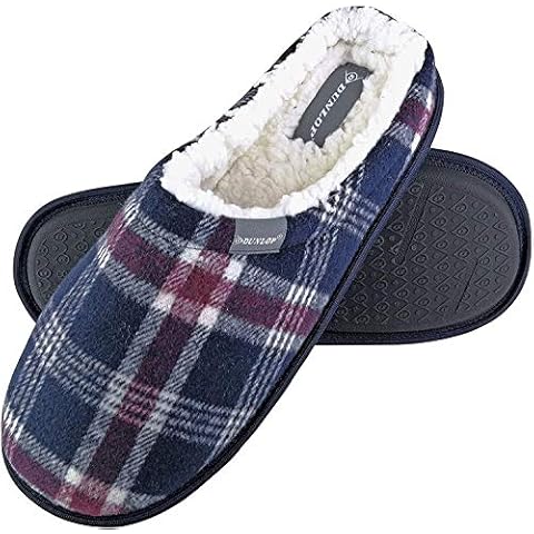 Dunlop - Herren Kariert Winter Warm Fleece Plüsch Gefüttert Hausschuhe Cover