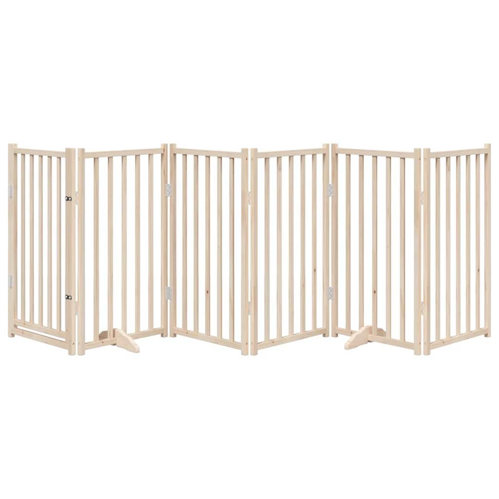 Homgoday Barrera para Perros,Puerta para Perros Plegable 6 Paneles Madera de álamo 300 cm Barrera de Seguridad para Perros Mascotas,para Escaleras y Puertas