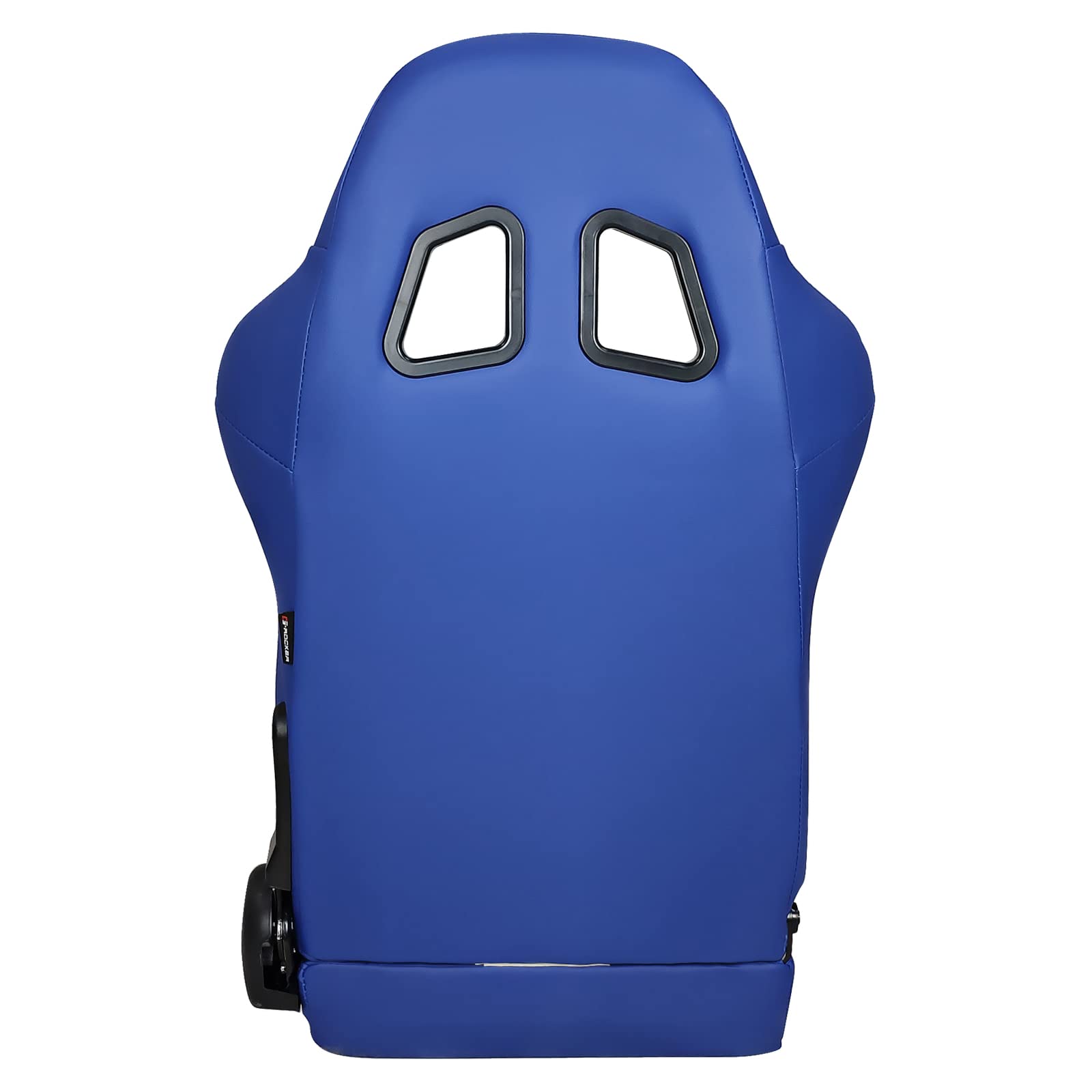 IKON MOTORSPORTS, Universal Racing Seats with Dual Sliders, Blue PU Leather White Stripe Reclinable Left Driver Side