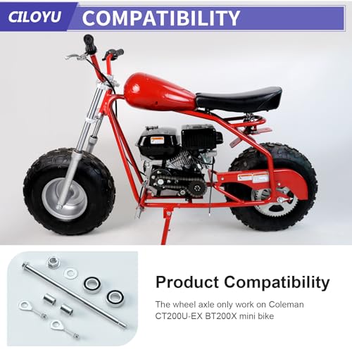 Image of 14mm 290mm Mini Bike Rear Wheel Axle Nut Kit with 6202RS Rear Bearing Compatible with Coleman CT200U-EX BT200X 196CC 200CC 6.5HP Mini Bike Powersports Accessories Parts 15mm Chain Adjuster