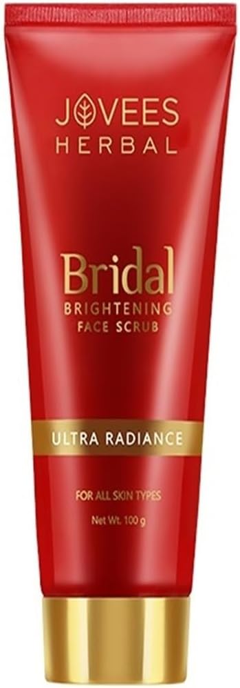 Jovees Herbal Bridal Brightening Face Scrub With Turmeric, Honey & Pearl Millet Flour | Gently Remove Dead Skin | For Ultra Radiance | For All Skin Types 100G