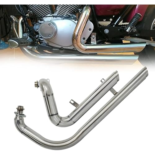 Yubbuio オートバイヤマハビラーゴ VIRAGO XV125 XV250 フルマフラー排気システムパイプ + サイレンサーステンレス アクセサリー (ホワイト)