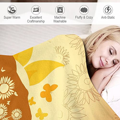 Custom Elephant Throw Blanket for Teen - 50x60 Inches Throw Size - Soft Fluffy Cozy Blankets Gift - Yellow Novelty Blanket Throws for Living Room Decorative