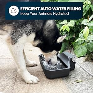   Automatic-Dog-Water-Dispenser-1-Gallon-Dog-Water-Bowl-for-Outdoor-Extra-Large-Waterer-for-Pets-Water-Feeder-for-Livestock-Food-Grade-Material-Fit-34-Garden-Faucet-Easy-to-Clean-Gray