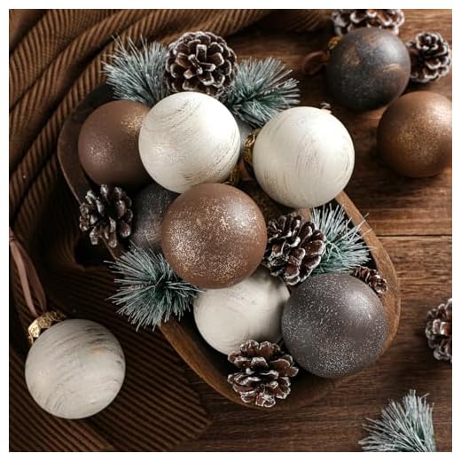 Yunlly 12 Pcs Textured Christmas Ball Ornaments 2.36'' Neutral Christmas Tree Decor Modern Vintage Brown Hanging Decor Shatterproof Home Ornaments for Large Rustic Farmhouse Xmas Tree (Vintage Copper)