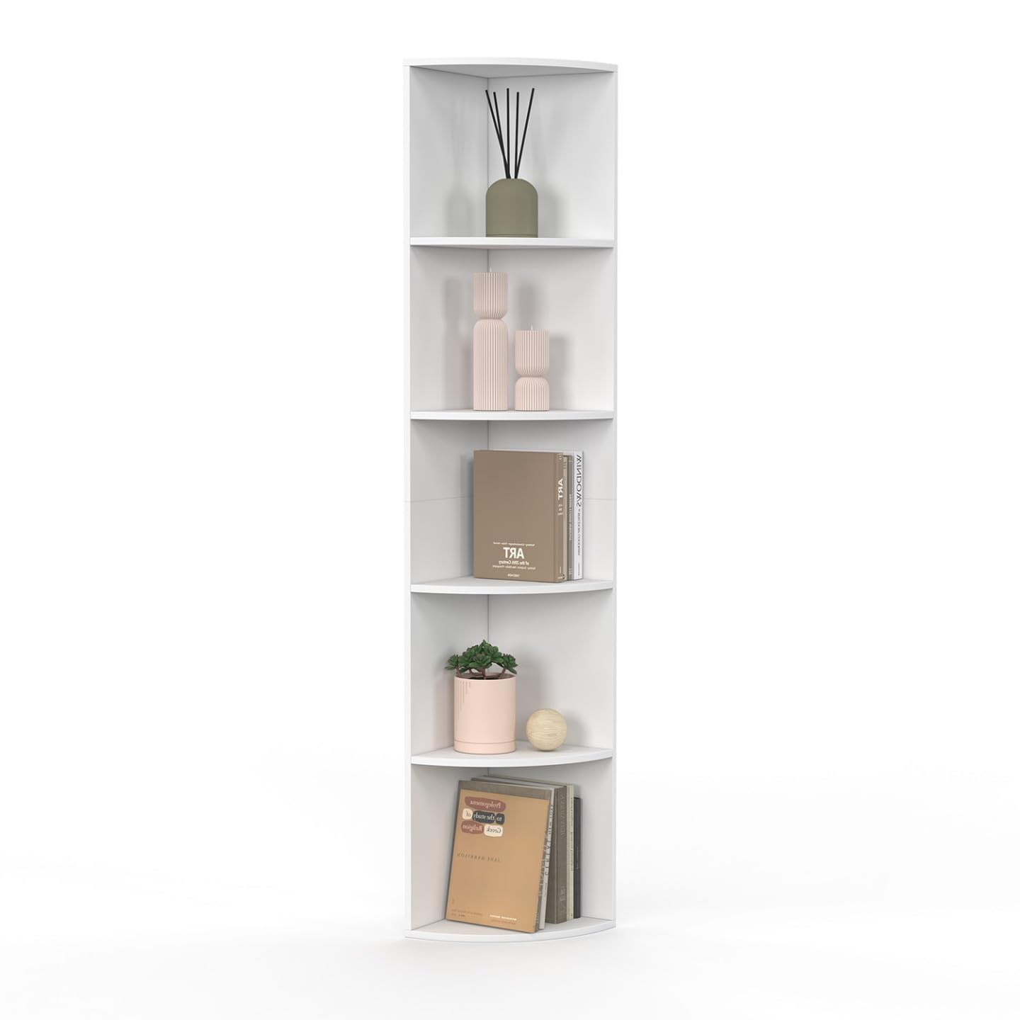 IDMarket - Etagère Murale d'angle MODULA 5 Niveaux Blanche à Poser ou à Fixer