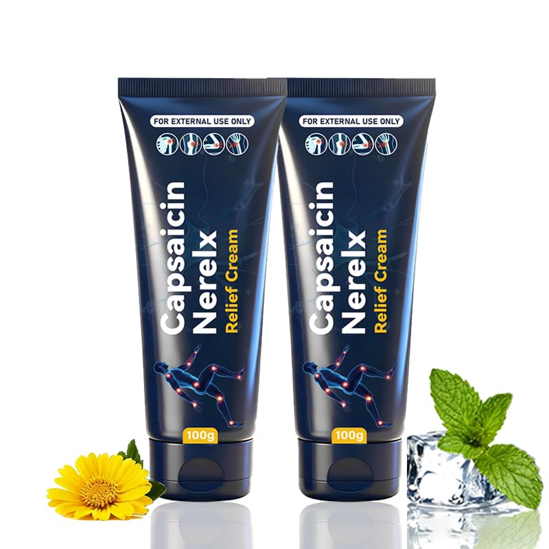 QYGCHUSIN Capsaicin Neuropathy Relief Cream with Arnica Menthol MSM & Glucosamine Soothing Cream for Feet Hands Legs Joints Waist & Muscles 100g 2pack
