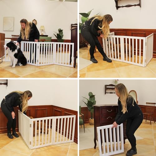 Freestanding-Indoor-Dog-Gate-for-House-Foldable-Wood-White-Puppy-Gate-for-Doorways-Pet-Gate-for-Stairs-Extra-Wide-Pet-Fence-24-Height-4-Panels 51gW0RcinTL