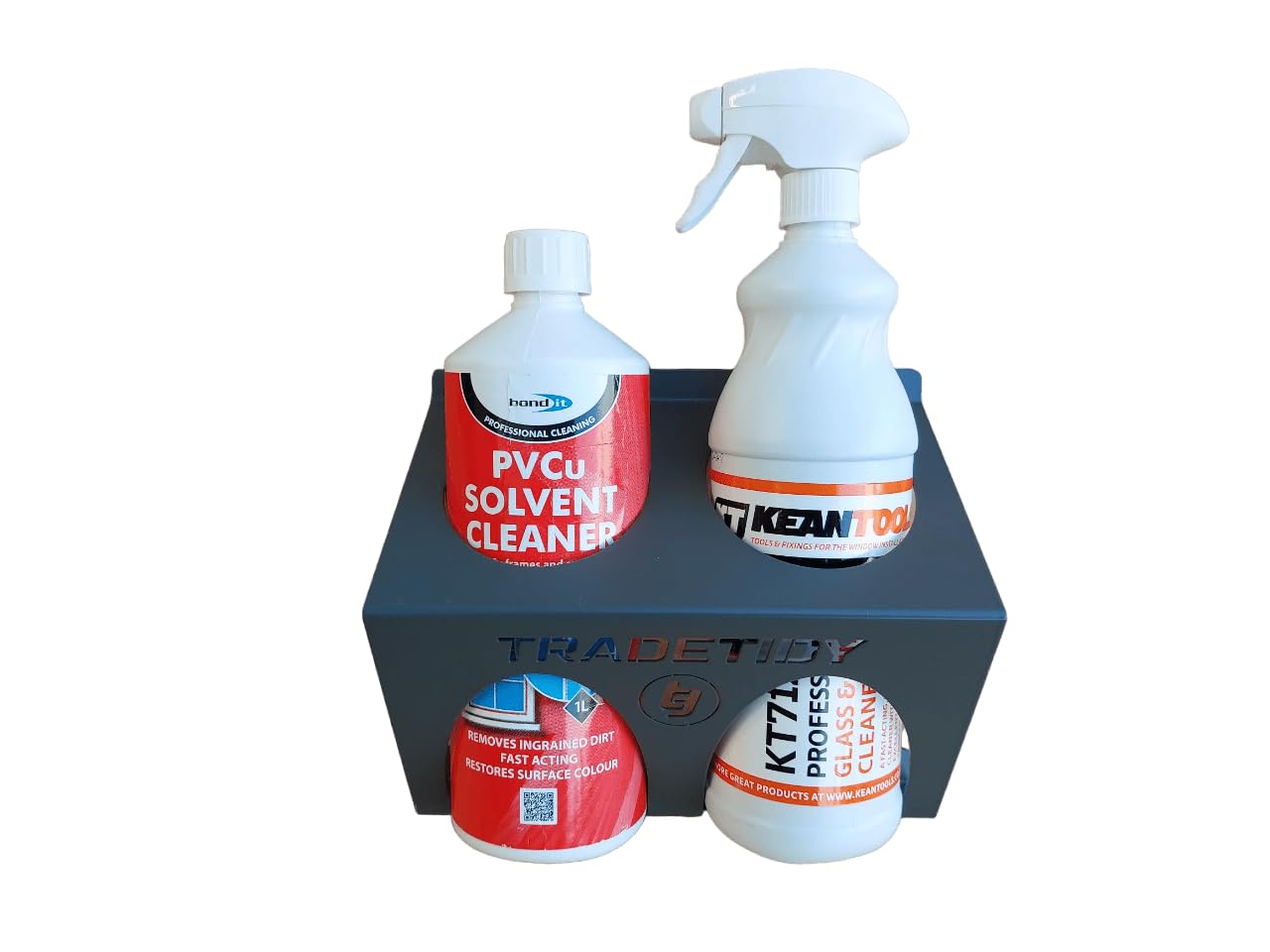 Tradetidy Grey Glass/Solvent Pvcu Cleaner Holder - Ideal For Vans, Garages, Workshops - Made From Steel