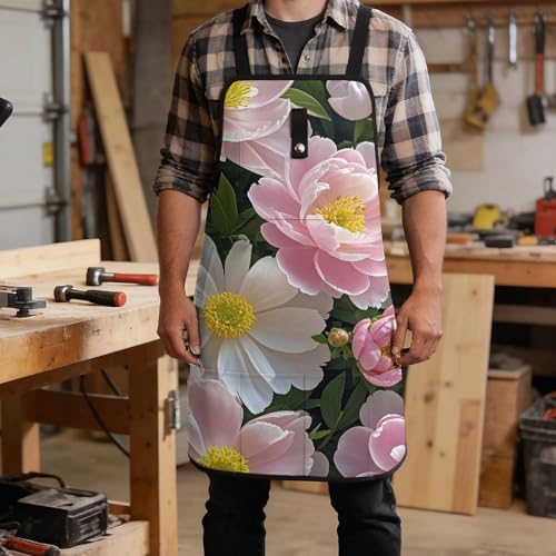 Delantal de trabajo con flores y peonías BTCOWZRV miniatura 5