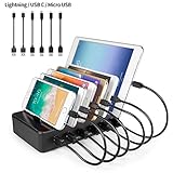 phone charger types Ladestation für mehrere Geräte: Mit 6 USB-Ladeanschlüssen können Sie mehrere Geräte gleichzeitig laden, ideal zum Organisieren von Geräten und Kabeln.