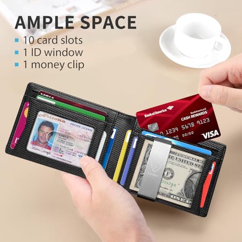 Image of RUNBOX Mens Slim Wallet with Money Clip RFID Blocking Bifold Credit Card Holder for Men with Gift Box