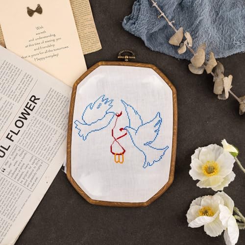 Image of Framendino, 3 Pack Imitation Wood Embroidery Hoops Cross Stitch Craft Hoop Frame for Sewing 5.9 inchx 7.87 inch