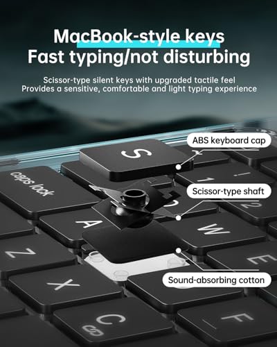 Image of Transparent Keyboard Case for iPad Pro 11 inch (M5 /M4, 2025 /2024) Wireless Keyboard with 7 Colors Backlight, 360 Rotatable Protective Case with Pencil Holder, Multi-Touch Trackpad, Thin & Light, Blue