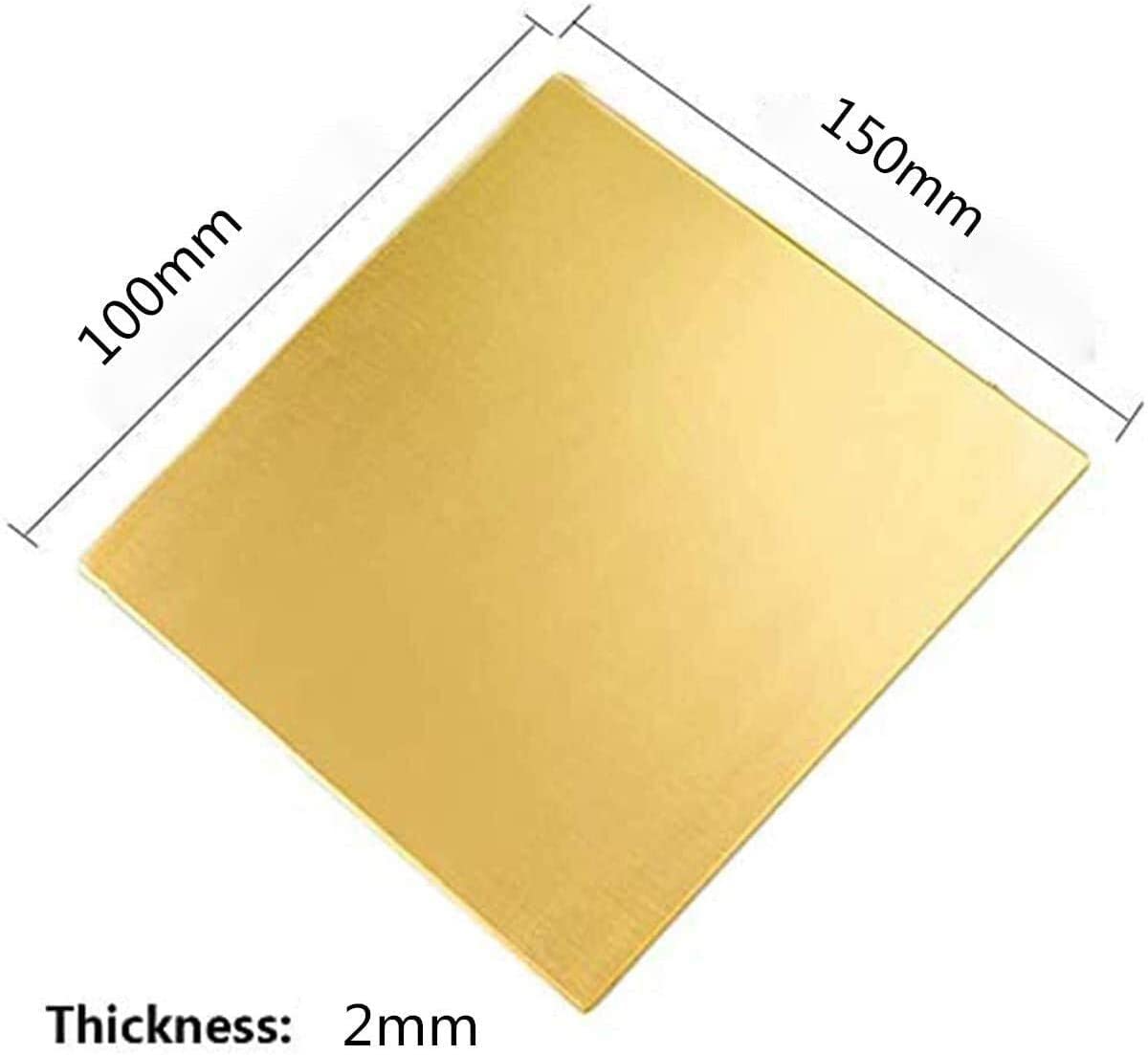 Messingplatte Messingblech Höhere Festigkeit, Gute Plastizität, Gute Schweißbarkeit Dicke: 2 mm Reine Kupferfolie (Größe: 2 mm x 100 mm x 100 mm)