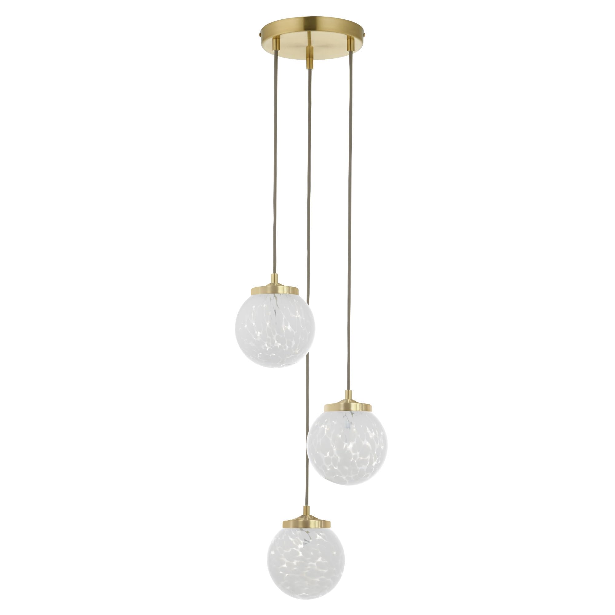 First Choice Lighting MagdaConfetti Glass & Brushed Gold 3 Light Pendant from B&Q