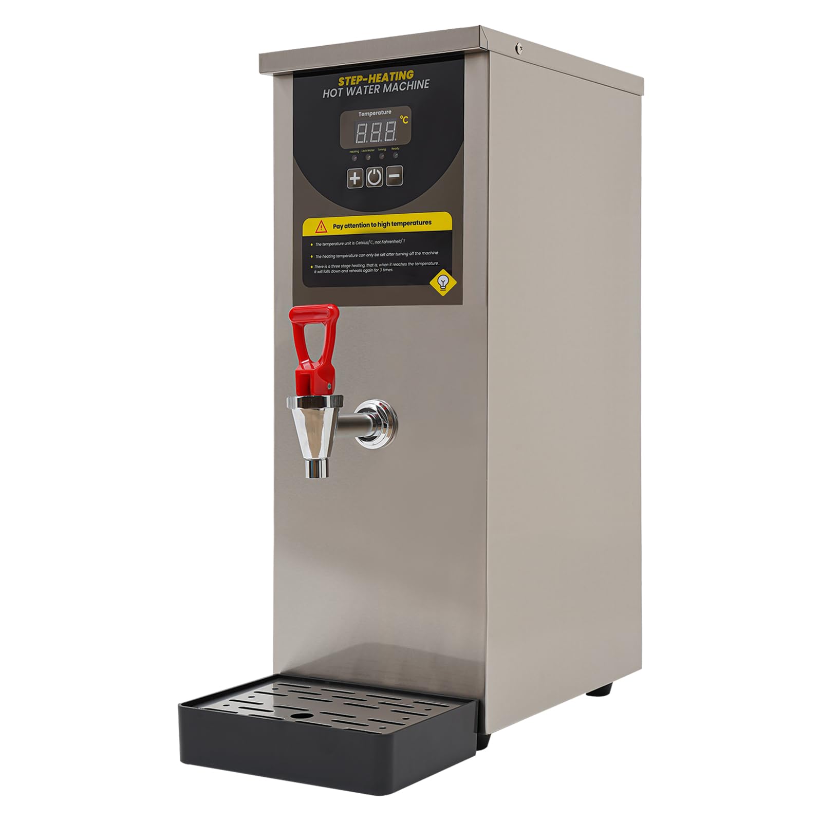 BANLICALI 8L Electric Water Boiler, Commercial Step-Heating Hot Water Dispenser with Digital Display, 30-100? Adjustable Temperature Water Boiler for Restaurants Schools 2KW 110V (Silver)