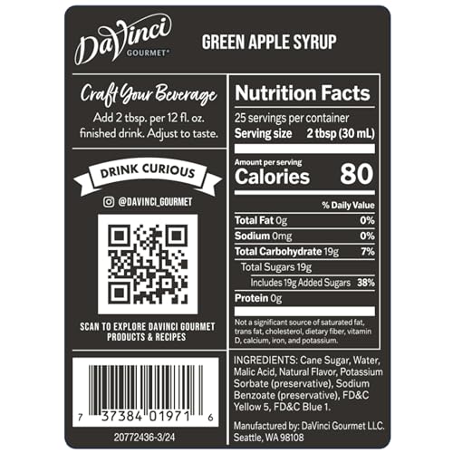 Image of DaVinci Gourmet Green Apple Syrup, 25.4 Fluid Ounces (Pack of 1)