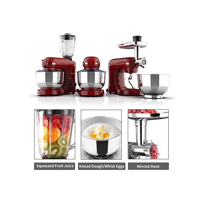 Buy Nurxiovo 3 in 1 Stand Mixer, 850W TiltHead 6.5QT Kitchen Food