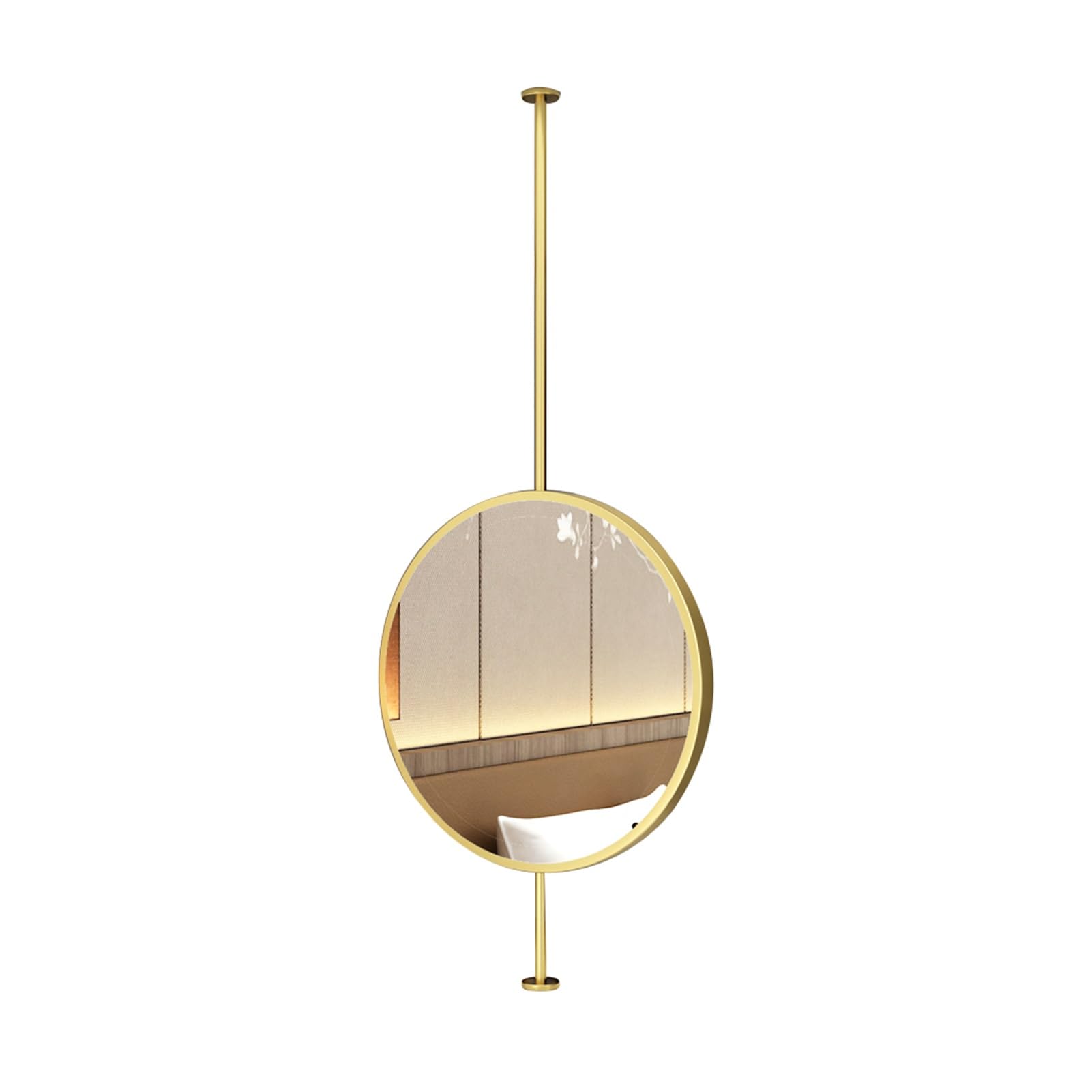 XTGDIEM Round Suspended Mirror – Vanity/shaving/makeup Suitable For Hotel And Apartment Decor (hanging Rod Customizable)(Gold,60cm)