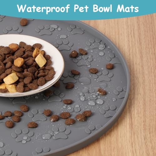 OSDUE Silicone Pet Feeding Mat, 2Pcs Non Slip Waterproof Dog Cat Food Mat with Raised Edge, Dog Water Bowl Placemats, Cat Feeding Mats for Food and Water Prevent Spill, Easy to Clean, 27 X 27 cm - Image 4