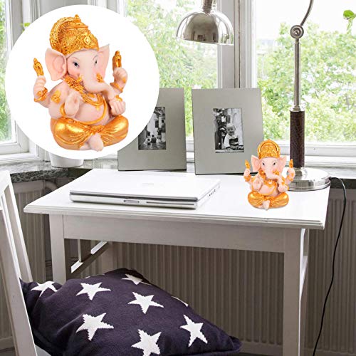 NICEXMAS Hindu Ganesh Estatueta Resina Elefante Deidade Escultura Ornamento Mini Talismã Deus Hindu
