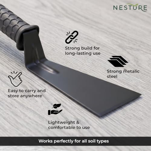 Image of 3 Inch Khurpi for Gardening Heavy Duty Metal Khurpi with Anti-Slip Rubber Grip Handle for Home Garden Digging, Weeding Tool (Black)