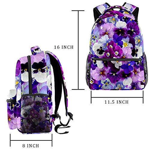 Sac à dos fleurs pourpres en toile résistante style outdoor daypack