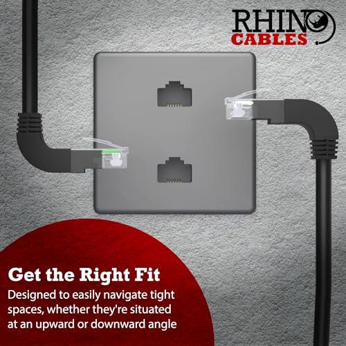 rhinocables RJ45 Network Cable Right Angle to Right Angle 90 Degree CAT5e Ethernet Network Lead (0.50m) - Image 3