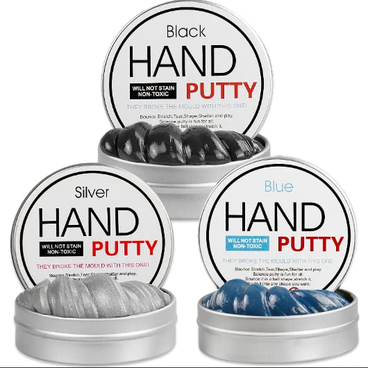 3 Pack with Blue Slime, Silver Slime and Black Slime, Slime Putty with Upgraded Magnet Gift for Boys Girls Adults