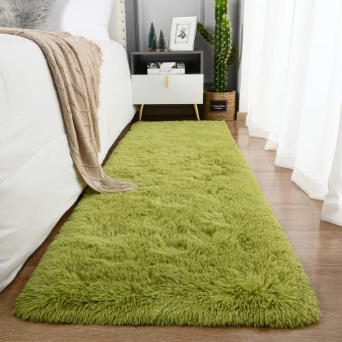 Ompaa Fluffy Runner Rugs, 2X6 Feet Grass Green, Super Soft Shaggy Carpet Fuzzy Long Fur Rug For Bedroom Living Room Dorm, Plush Kids Playroom Baby Girls Nursery Decor Mats #TOP3