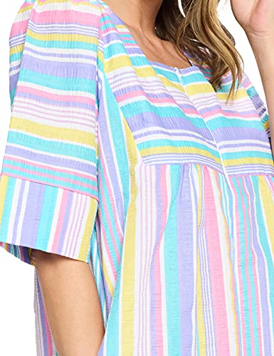 Casual Nights Women's Zip Front Woven House Dress | 3/4 Sleeves Housecoat Long Duster Lounger4