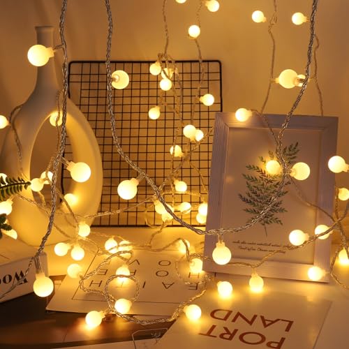Carastek Guirnalda Luces, Guirnalda Luces Exterior,100LED 13M 8 Modos de Cadena de Luces Para Exterior/Interior, Luces Navidad Para de Decoración,Balcones, Jardín, Navidad (Blanco Caliente)