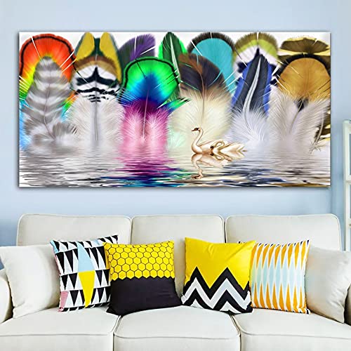 Diamond Painting Complet Plumes pour métamorphoser votre décoration de salon 50x140