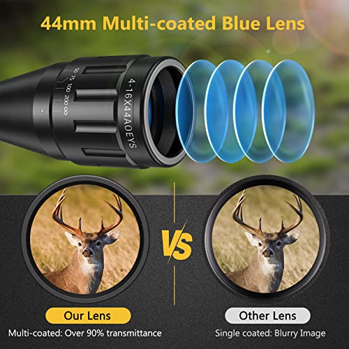 Cvlife 4-16X44 Tactical Rifle Scope Red And Green Illuminated Built Gun Scope With Locking Turret Sunshade And Mount Included thumb #2